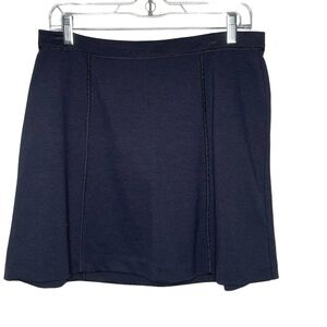 Michael Michael Kors Sz 10 Navy Blue A-Line Exposed Gold Zipper Mini Skirt